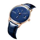 Rose Gold 42MM Blue Dial Men's Fashion Business Automatic Mechanical Watch - REEF TIGER Seattle Navy 2 Dress Wristwatch